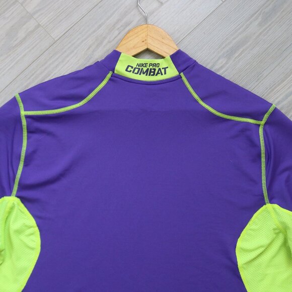 NIKE Men's 2XL Purple Neon HYPERWARM Pro Combat Compression Shirt Dri-Fit Fitted - Picture 6 of 8